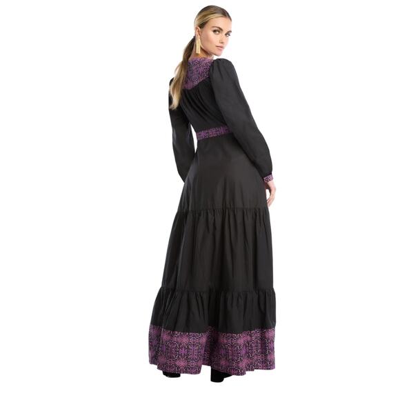 Allison New York Madison Full Wrap Black & Purple Maxi‎ Dress Size Medium - Picture 4 of 14